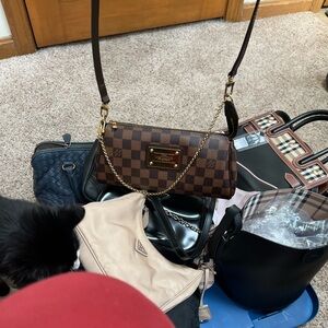 Louis Vuitton Brown Damier Ebene Gold-Chain Shoulder Bag